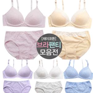 제이코튼 노와이어브라/팬티/여성속옷/세트/여자/브래지어2종