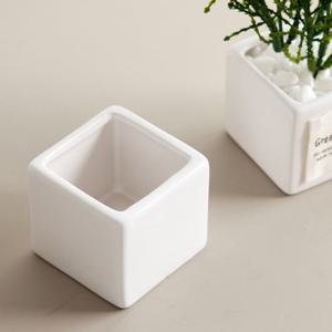 도자기 사각 화분 화이트 소 6x5cm 조화꽃 전용 다육 인테리어 장식 소품 원예 용품