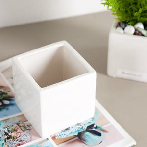 도자기 사각 화분 화이트 특대 10x10cm 조화꽃 전용 다육 인테리어 장식 소품 원예