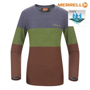 [MERRELL] 여성 삼단 배색 프린트 라운드 티셔츠 (MR_5215FR608_