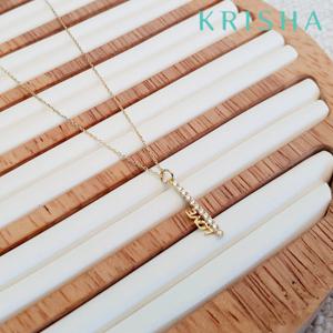 [크리샤]러브 큐빅 스틱 골드 실버 목걸이_KSN0354-Y