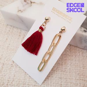 [엣지스쿨]언발 레드 골드 귀걸이_KFE0950