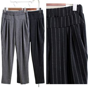 [해피통통] 빅사이즈 스트라이프 배기 바지 여성 정장 팬츠 밴딩 슬렉스 여성의류
