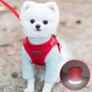 [미즈펫] 강아지 하네스 가슴줄 리드줄 - 레드