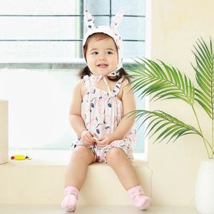 [베베샤]유아복 롬퍼) 복숭아 롬퍼 모자 세트 북유럽풍