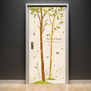 현관문시트지 엠보에어프리 자작나무숲의하루