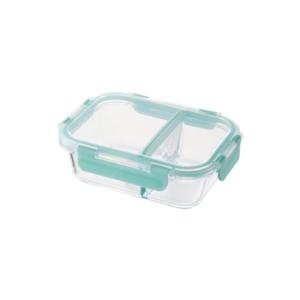 2칸 유리 밀폐용기 직사각 600ml (LLG456)