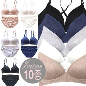 노와이어 몰드컵 면스판 스포츠브라팬티 10종