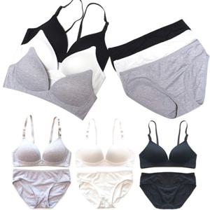 모던코튼3차 6종세트_노와이어 순면브라팬티세트