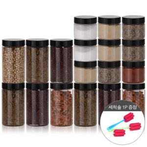 냉장고 원형(블랙) 보관용기 실속형 18p(중9 소9)+스티커+세척솔