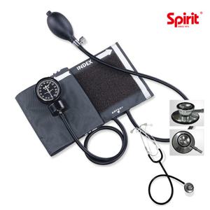 스피리트 수동식 메타 혈압계 CK-110 아네로이드방식 + 텐소 양면 청진기 세트 병원용 실습용 간호사용