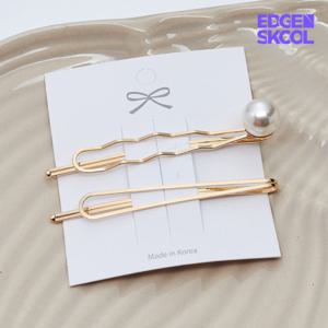 [엣지스쿨]빅물결 진주 헤어핀 2종세트_KH0239