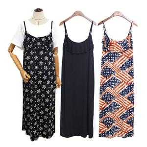 [해피통통] 빅사이즈 프릴 나시 원피스 여성 끈나시 롱원피스 시원한 여름 쿨 바캉스 여성의류