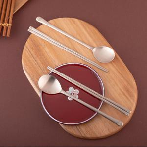 명성유기 수자문 방짜유기수저 2인세트 (기본) 놋수저세트