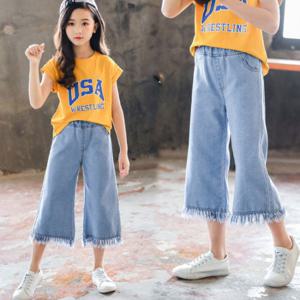 아동 주니어의류 여아데님통바지 청팬츠 초등학생5711