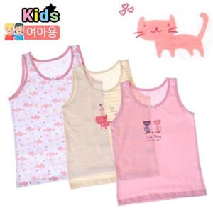 [아동팬티] 물랑키즈 냐옹이 여런닝 3매/여아런닝/유아속옷