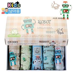 [아동팬티]  물랑키즈 엠알로봇 남삼각 5매/키즈팬티/남아팬티