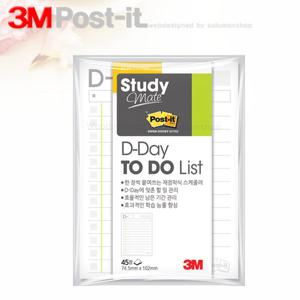 3M포스트잇 스터디메이트 D-DAY 투두리스트 657 74.5x102mm 1패드45매/쓰리엠포스트잇/포스트잍
