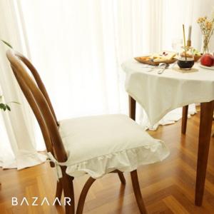 데일리 멜란지 프릴 끈 방석커버+솜(40x40)4개