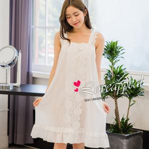 러브어필 순면100수 고급자수레이스 웨딩 벨크로 샤워가운9413SG