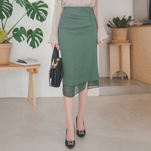 오드 SKK428 쉬폰트리밍 사이드 셔링버튼 H스커트