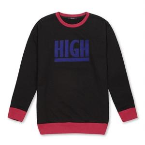 [잭앤질][잭앤질] 배색 시보리 포인트 롱 맨투맨(32164TR516_BK)