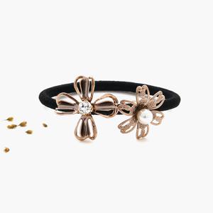 제이로렌 H0017 진주 플라워 브론즈 메탈 헤어끈