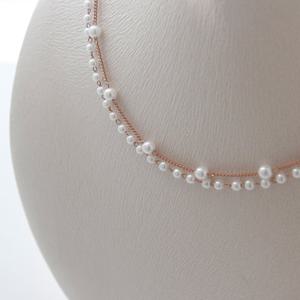 제이로렌 N0907 로즈골드 진주 두줄 초커목걸이