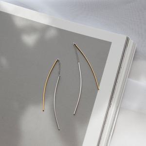 제이로렌 순은 투톤 곡선바 롱 귀걸이 [M02023]