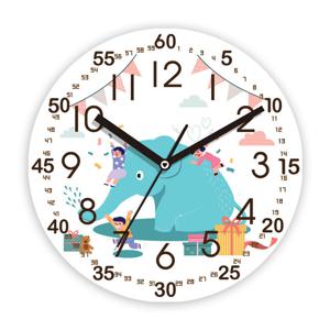 하루아홈 ED1035코끼리 30cm 교육용 아이시계공부 무소음 벽시계