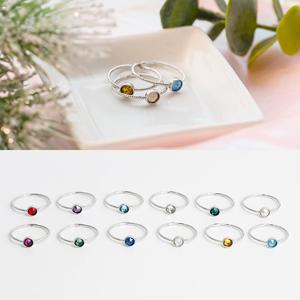 [폭스타일] [스와로브스키] [실버] 데일리 탄생석 반지