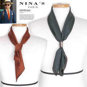 헤링본자카드 단색남자스카프.가죽홀더코디(0SS113)