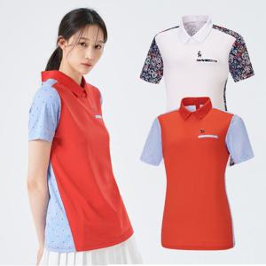 비티알 BTR 여성 골프웨어 여름 반팔 배색 카라티셔츠
