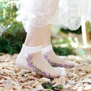 플라워라인 단목 시스루양말