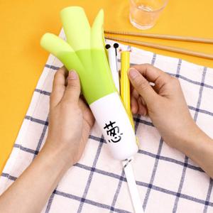 파 하하하  대파 필통 파우치   [귀여운 실리콘 과일 야채채소]