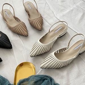 스트랩라인 스틸레토 여성 플랫 슬링백 RJ-am6046