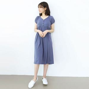 반팔 유리단추 원피스 수유복 만삭 임부복 빅사이즈