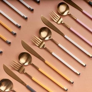 보겐 큐브 투톤 커트러리 골드 양식기 수저 세트 택 1