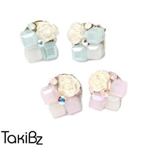 [타키비즈] 파스텔 자개 플라워 귀걸이(실버침)