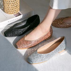 [분홍코끼리]선샤인 글리터 골드 플랫(2cm)