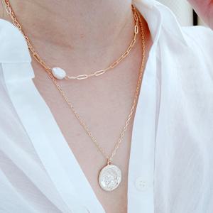 프랑스여신 못난이진주 2줄 레이어드 목걸이