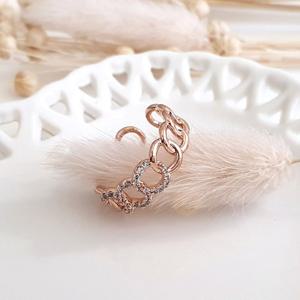 [바이진주리본] 심플 체인 큐빅 패션반지