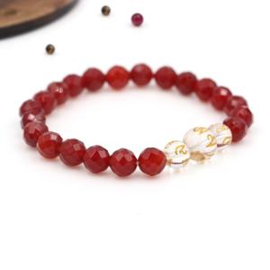 에르모사 젬스톤G068_컷팅레드8mm+만트라 투명(염주 불교 패션)