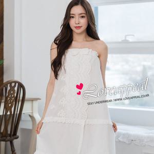 [러브어필]순면100수 고급자수레이스 리본장식 샤워가운(9458SG)