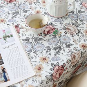 데코토닉 빈티지플라워 식탁보(화이트)(6인용)