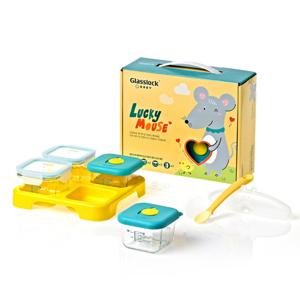 글라스락베이비 럭키마우스 이유식용기+트레이+온도감지스푼