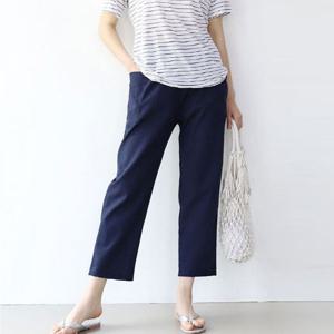 빅사이즈 여성 옆포켓 린넨팬츠 마 바지 밴드 임부복