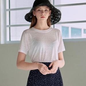 [얀13][YAN13] LINEN ROUND HALF T_WHITE (5724813)