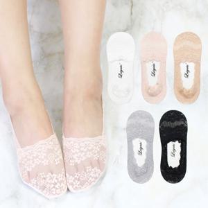 여성 덧신 샤인 레이스 실리콘 덧신 양말 벗겨짐 방지