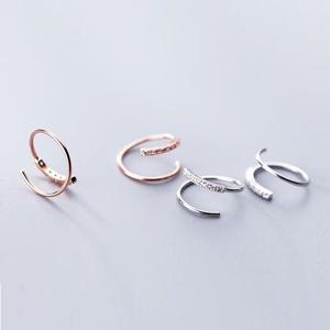 에르모사제이 E072 은귀걸이 / 실버 925 레이어드 큐빅 귀걸이